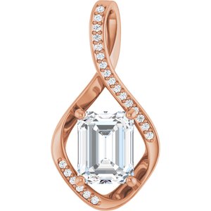 18K Rose Gold 9x7 mm Emerald Pendant Mounting