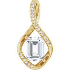 14K Yellow Gold 9x7 mm Emerald Pendant Mounting