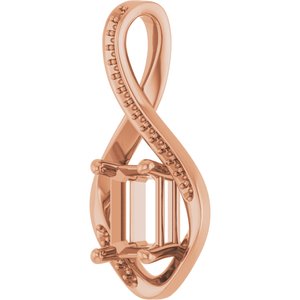 10K Rose Gold 8x6 mm Emerald Pendant Mounting – image 4