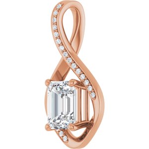 18K Rose Gold 8x6 mm Emerald Pendant Mounting – image 3