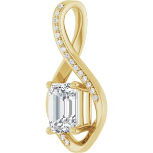 10K Yellow Gold 8x6 mm Emerald Pendant Mounting – image 3