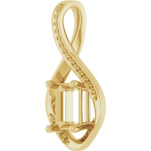 18K Yellow Gold 8x6 mm Emerald Pendant Mounting – image 4