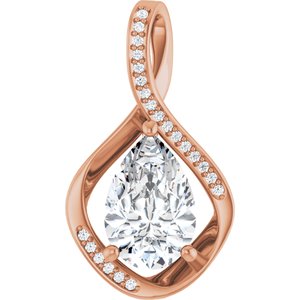 10K Rose Gold 12x8 mm Pear Pendant Mounting