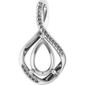 18K White Gold 12x8 mm Pear Pendant Mounting – image 2