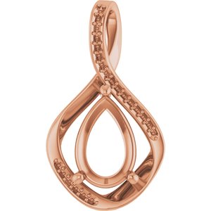 10K Rose Gold 12x8 mm Pear Pendant Mounting – image 2