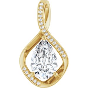 10K Yellow Gold 12x8 mm Pear Pendant Mounting