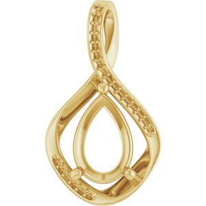 10K Yellow Gold 12x8 mm Pear Pendant Mounting – image 2