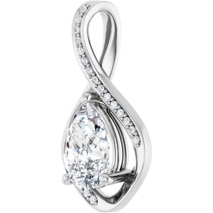 10K White Gold 10x7 mm Pear Pendant Mounting – image 3