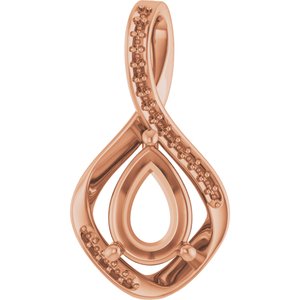 10K Rose Gold 10x7 mm Pear Pendant Mounting – image 2