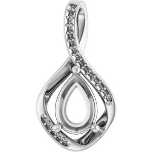 14K White Gold 10x7 mm Pear Pendant Mounting – image 2