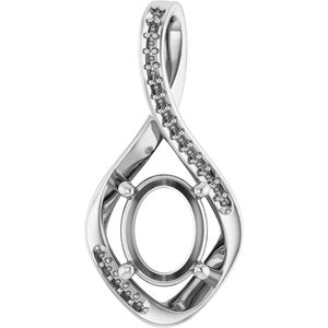 18K White Gold 9x7 mm Oval Pendant Mounting – image 2