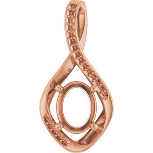 14K Rose Gold 9x7 mm Oval Pendant Mounting – image 2