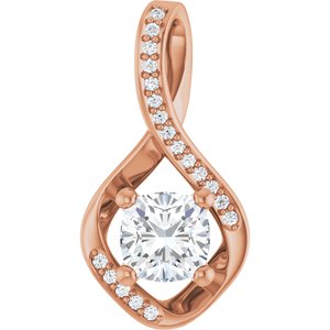 10K Rose Gold 6x6 mm Cushion Pendant Mounting
