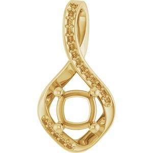 14K Yellow Gold 6x6 mm Cushion Pendant Mounting – image 2