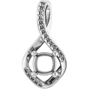 14K X1 White Gold 6x6 mm Cushion Pendant Mounting – image 2