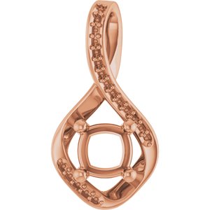 14K Rose Gold 6x6 mm Cushion Pendant Mounting – image 2