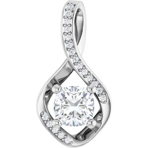 10K White Gold 6x6 mm Cushion Pendant Mounting
