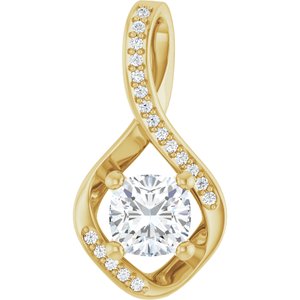 18K Yellow Gold 6x6 mm Cushion Pendant Mounting