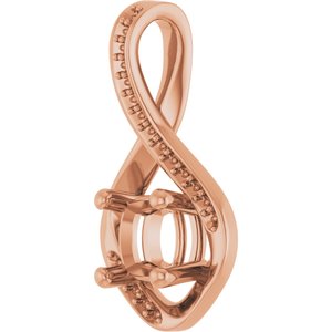 10K Rose Gold 6x6 mm Cushion Pendant Mounting – image 4
