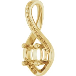 18K Yellow Gold 6x6 mm Cushion Pendant Mounting – image 4