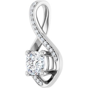 Sterling Silver 6x6 mm Cushion Pendant Mounting – image 3
