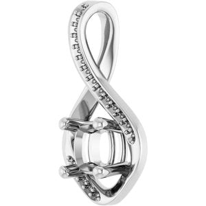14K White Gold 6x6 mm Cushion Pendant Mounting – image 4