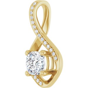 14K Yellow Gold 6x6 mm Cushion Pendant Mounting – image 3
