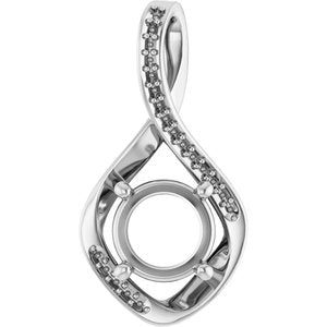 10K White Gold 8 mm Round Pendant Mounting – image 2