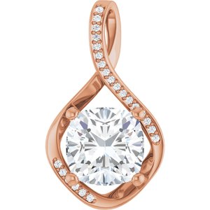 10K Rose Gold 10x10 mm Cushion Pendant Mounting