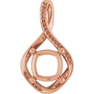 14K Rose Gold 10x10 mm Cushion Pendant Mounting – image 2