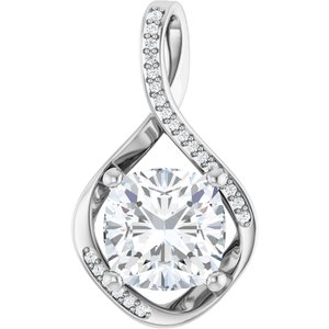 14K White Gold 10x10 mm Cushion Pendant Mounting