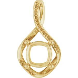 14K Yellow Gold 10x10 mm Cushion Pendant Mounting – image 2
