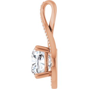 14K Rose Gold 10x10 mm Cushion Pendant Mounting – image 5