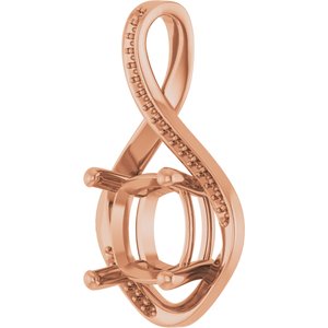 10K Rose Gold 10x10 mm Cushion Pendant Mounting – image 4