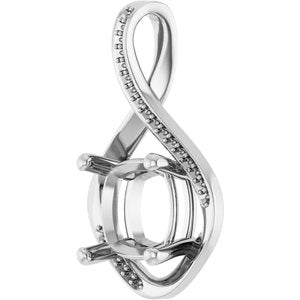 14K X1 White Gold 10x10 mm Cushion Pendant Mounting – image 4