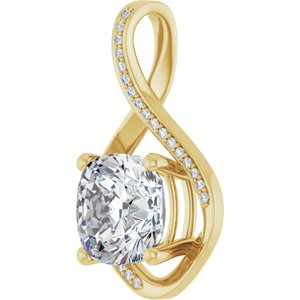 10K Yellow Gold 10x10 mm Cushion Pendant Mounting – image 3