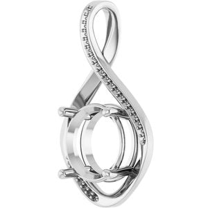 10K White Gold 12 mm Round Pendant Mounting – image 4