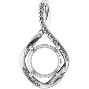 10K White Gold 12 mm Round Pendant Mounting – image 2