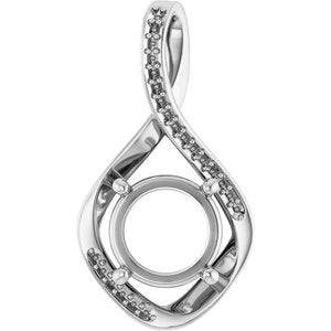14K White Gold 9.4 mm Round Pendant Mounting – image 2