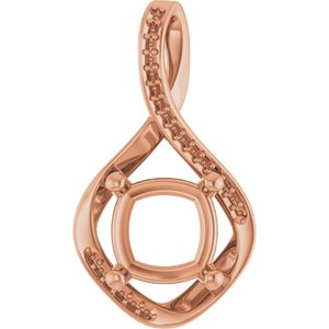 14K Rose Gold 9x9 mm Cushion Pendant Mounting – image 2
