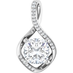 10K White Gold 9x9 mm Cushion Pendant Mounting