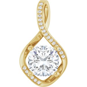10K Yellow Gold 9x9 mm Cushion Pendant Mounting