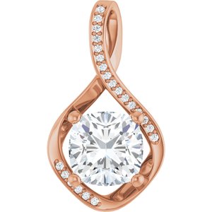 14K Rose Gold 9x9 mm Cushion Pendant Mounting