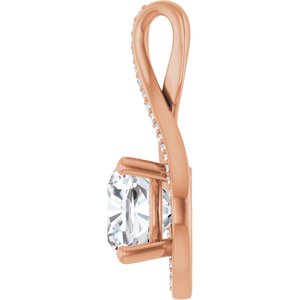 14K Rose Gold 9x9 mm Cushion Pendant Mounting – image 5