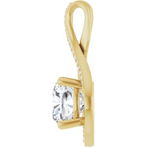 18K Yellow Gold 9x9 mm Cushion Pendant Mounting – image 5