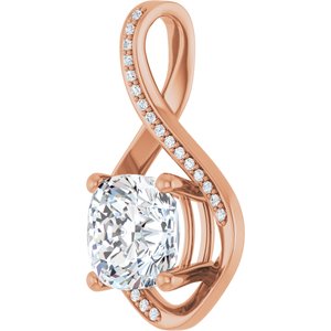 14K Rose Gold 9x9 mm Cushion Pendant Mounting – image 3