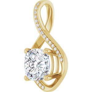 10K Yellow Gold 9x9 mm Cushion Pendant Mounting – image 3