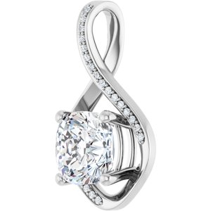 10K White Gold 9x9 mm Cushion Pendant Mounting – image 3