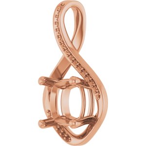 14K Rose Gold 9x9 mm Cushion Pendant Mounting – image 4