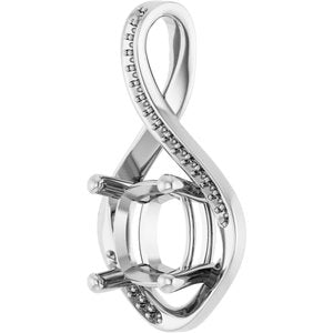 Platinum 9x9 mm Cushion Pendant Mounting – image 4